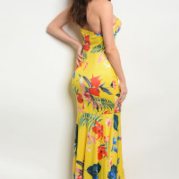 Sale 🌹Sun Floral Dress Maxi Yellow Summer - Picture 3 of 4